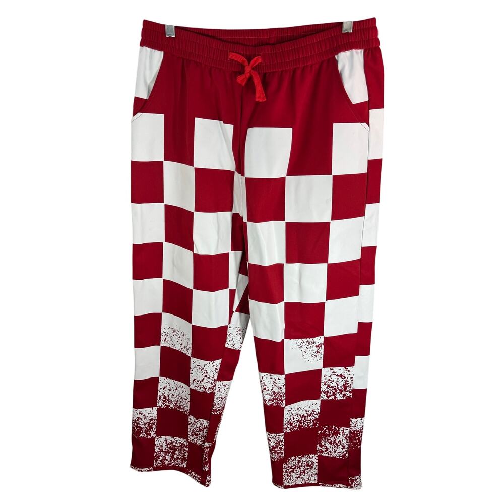 Red Checkered Heavy Ink Pants Size 2XL 36 Inch Waist Polyester